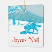 Lone Wolf in Winter - Joyeux Noël Keramisch Ornament (Links)