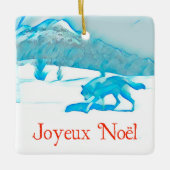 Lone Wolf in Winter - Joyeux Noël Keramisch Ornament (Voorkant)