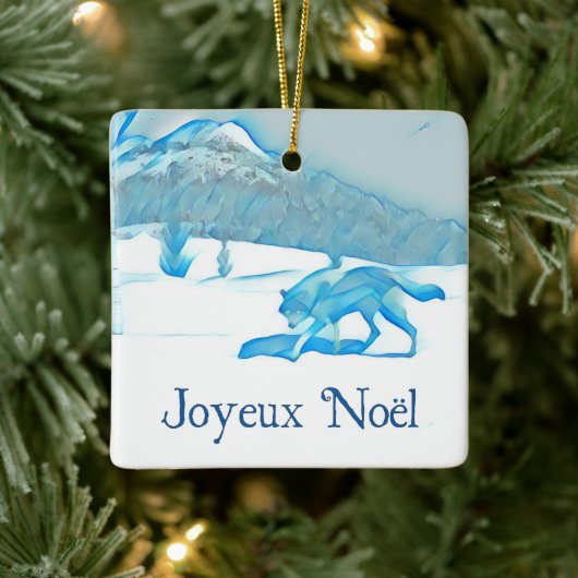 Lone Wolf in WInter - Joyeux Noël Keramisch Ornament (Boom)