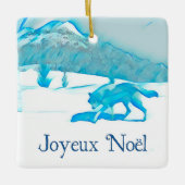 Lone Wolf in WInter - Joyeux Noël Keramisch Ornament (Voorkant)