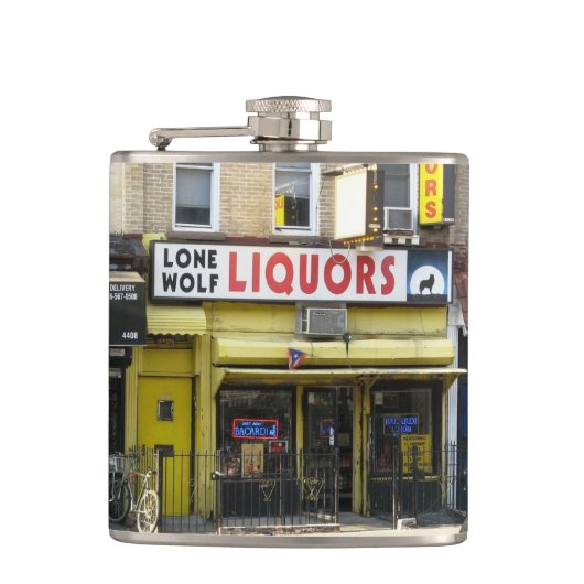 Lone Wolf Liquors Photo Flask Heupfles (Voorkant)