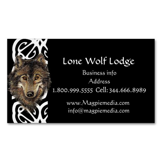 Lone Wolf Lodge Custom Visitekaartje Magnetisch Visitekaartje (Voorkant)