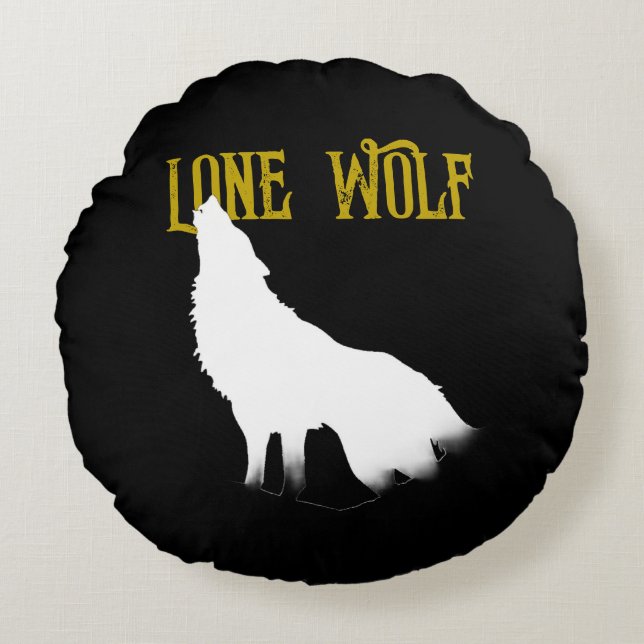 Lone Wolf Male Sigma Modern Minimalist Rond Kussen (Voorkant)