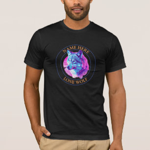 "Lone Wolf" naam voor uw bericht, Wolf Art, Circle T-shirt