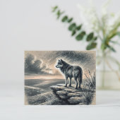 Lone Wolf on Cliff Looking into Distance Briefkaart (Staand voorkant)