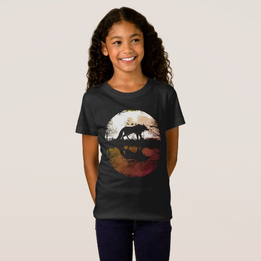 Lone Wolf onder de volle maan T-shirt (Voorkant volledig)