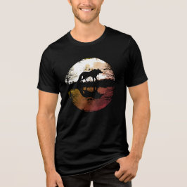 Lone Wolf onder de volle maan Tri-Blend Shirt