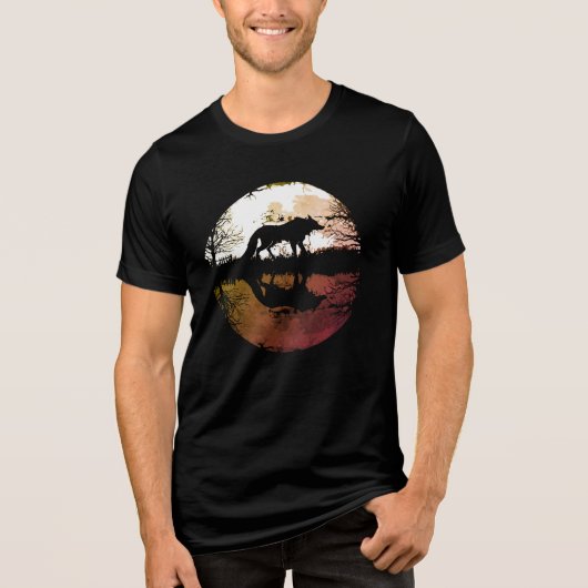 Lone Wolf onder de volle maan Tri-Blend Shirt (Voorkant)
