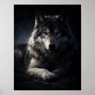Lone Wolf Poster 11x14 – Moody Wolf Kunst aan de W