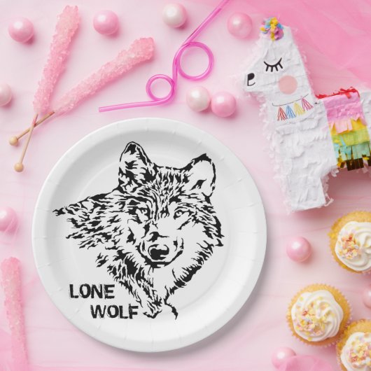 Lone Wolf Sketch Papieren Bordje (Feest)