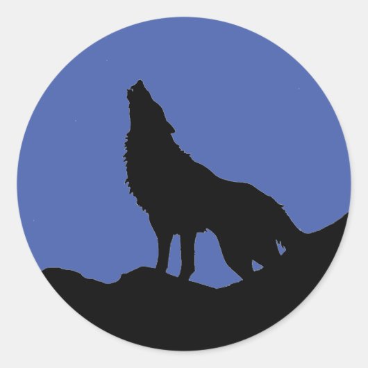 Lone Wolf staat op een zwarte Pop in een heuvel Ronde Sticker (Voorkant)