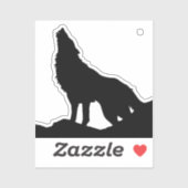 Lone Wolf Standing on a Hill Black Blue Pop Art Sticker (Vel)