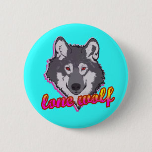 Lone Wolf, stijl 80. Ronde Button 5,7 Cm