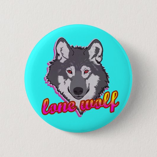 Lone Wolf, stijl 80. Ronde Button 5,7 Cm (Voorkant)