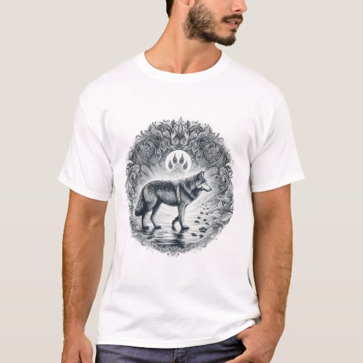 Lone Wolf Tracks, Wolf Tracks, Wolf Paw Prints T-shirt (Voorkant)