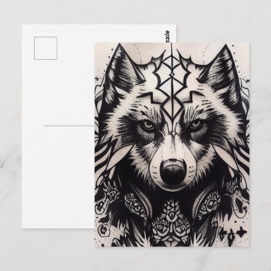 Lone Wolf Tribal Tattoo Wolves Powerwolf Pack Briefkaart (Voorkant / Achterkant)