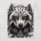 Lone Wolf Tribal Tattoo Wolves Powerwolf Pack Briefkaart (Voorkant)