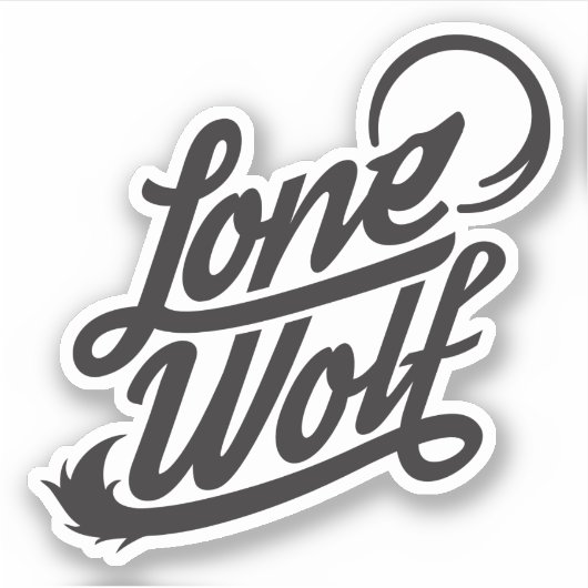 Lone Wolf Typografische Logo Sticker (Voorkant)