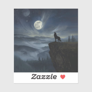 Lone Wolf Under the Moon – A Timeless Painting Sticker