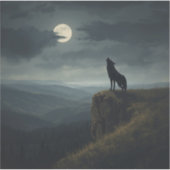 Lone Wolf Under the Moon – A Timeless Painting Sticker (Voorkant)