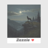 Lone Wolf Under the Moon – A Timeless Painting Sticker (Vel)