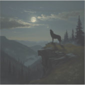 Lone Wolf Under the Moon – A Timeless Painting Sticker (Voorkant)