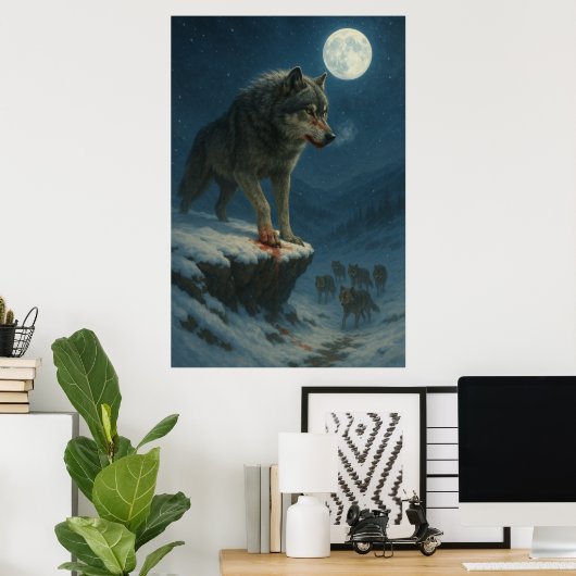 Lone Wolf Under the Moon | Alpha Strength Poster (Thuiskantoor)