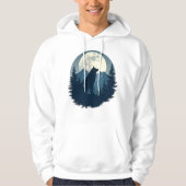 Lone Wolf Under the Moon – Minimal Night Aesthetic Hoodie (Voorkant)