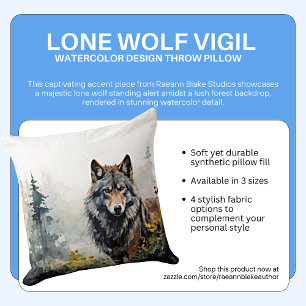 Lone Wolf Vigil Watercolor Design Worpillow Kussen