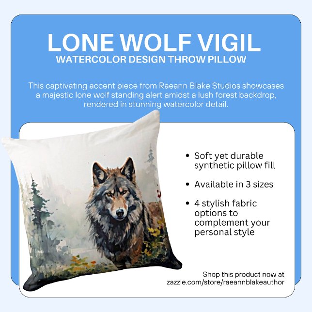 Lone Wolf Vigil Waterverf Design Sierkussen (Creator heeft geüpload)