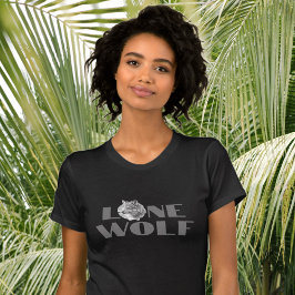 "Lone Wolf" voor uw boodschap, grote grijze tekst T-shirt