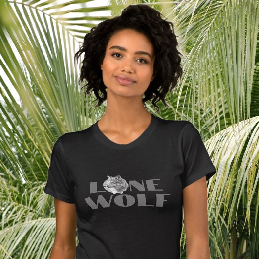 "Lone Wolf" voor uw boodschap, grote grijze tekst T-shirt
