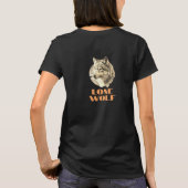 "Lone Wolf" voor uw boodschap, Sepia Wolf Art T-shirt (Achterkant)