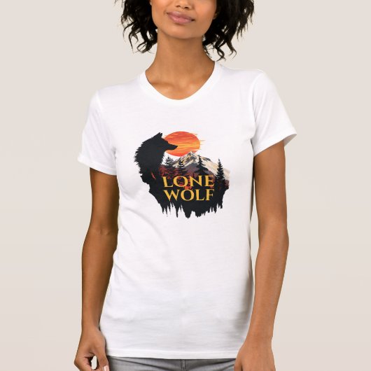 Lone Wolf voor uw boodschap, Silhouette Wolf Art T-shirt (Voorkant)