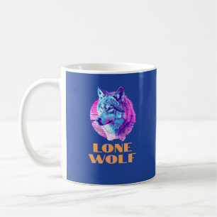 "Lone Wolf" voor uw boodschap, Wolf Art on Blue Koffiemok