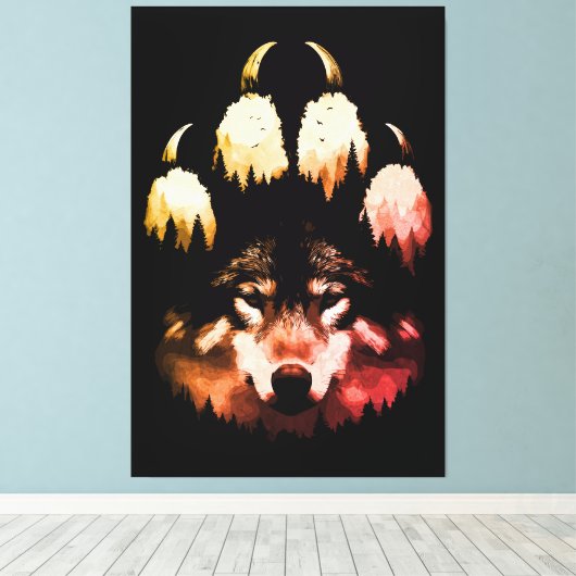 Lone Wolf. wilde ziel Canvas Afdruk (Insitu (Houten vloer))