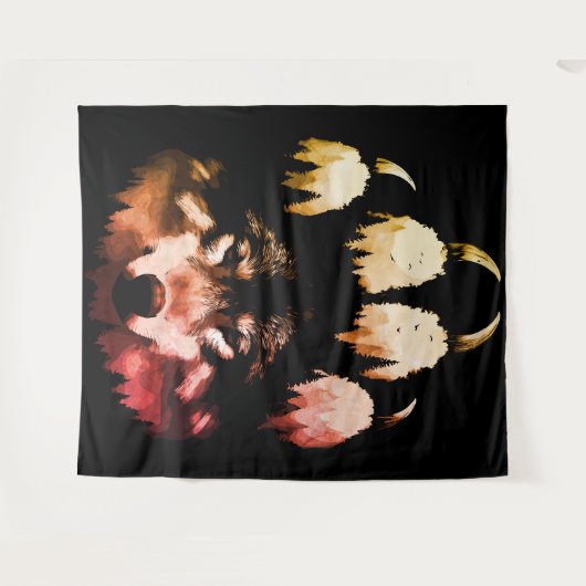 Lone Wolf. wilde ziel Wandkleed (Voorkant (horizontaal))