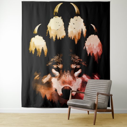 Lone Wolf. wilde ziel Wandkleed (In situ)