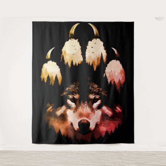 Lone Wolf. wilde ziel Wandkleed (Voorkant)