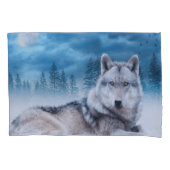 Lone Wolf/Wolven Wolf Moon Moonlight Wildlife Kussensloop (Voorkant-Links)