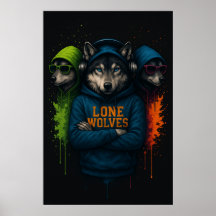 Lone Wolves Hoodie Trio –Cool Wolf Pack Street Art