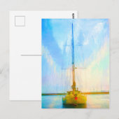 Lone Yacht Vibrant Digital Painting Briefkaart (Voorkant / Achterkant)