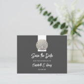 Lone zanddollar - Charcoal Grey - Save the Date Aankondigingskaart (Staand voorkant)