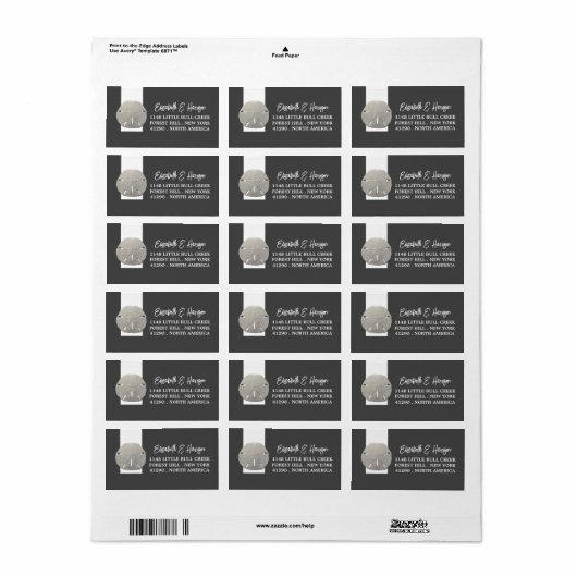 Lone zanddollar - Koolsteengrijs - Beach Etiket (Full Sheet)