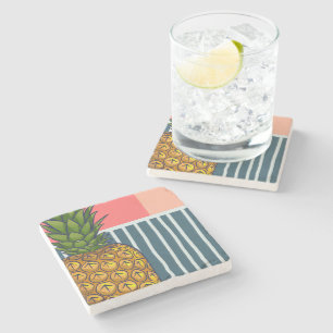 Lonely ananas levendig ontwerp stenen onderzetter