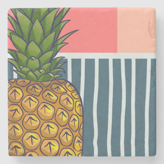 Lonely ananas levendig ontwerp stenen onderzetter (Voorkant)