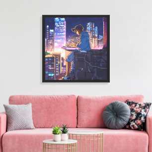 Lonely Anime Girl Canvas Afdruk