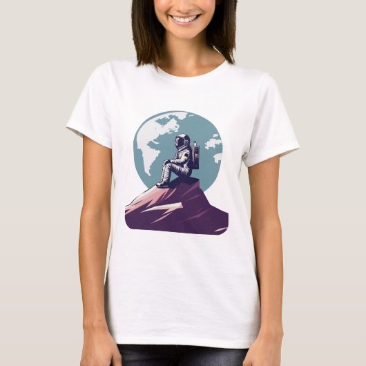 Lonely Astronaut op de maan T-shirt (Voorkant)