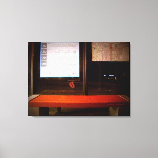Lonely Bus Stop Canvas Afdruk (Voorkant)
