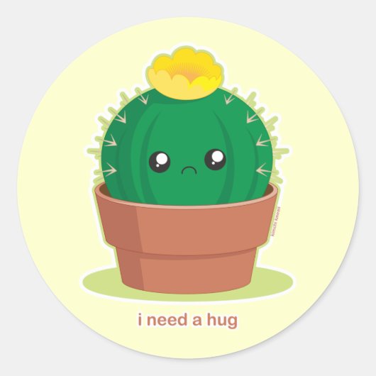 Lonely Cactus Ronde Sticker (Voorkant)